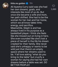 Ayesha Howard’s comment on Instagram